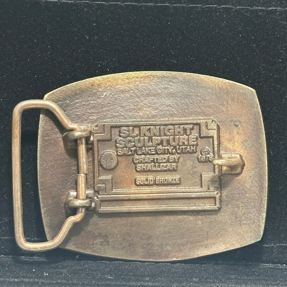 Vintage 1978 SL Knight Solid Bronze Largemouth Bass Fishing Belt Buckle USA